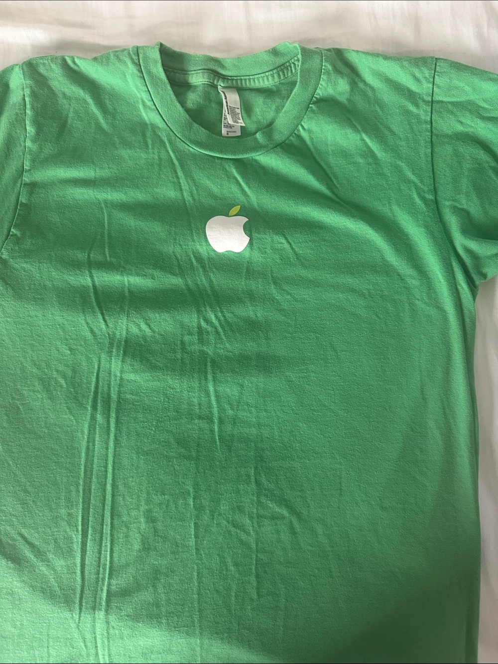 100% cotton Apple Logo on Bright Green T-shirt American Apparel